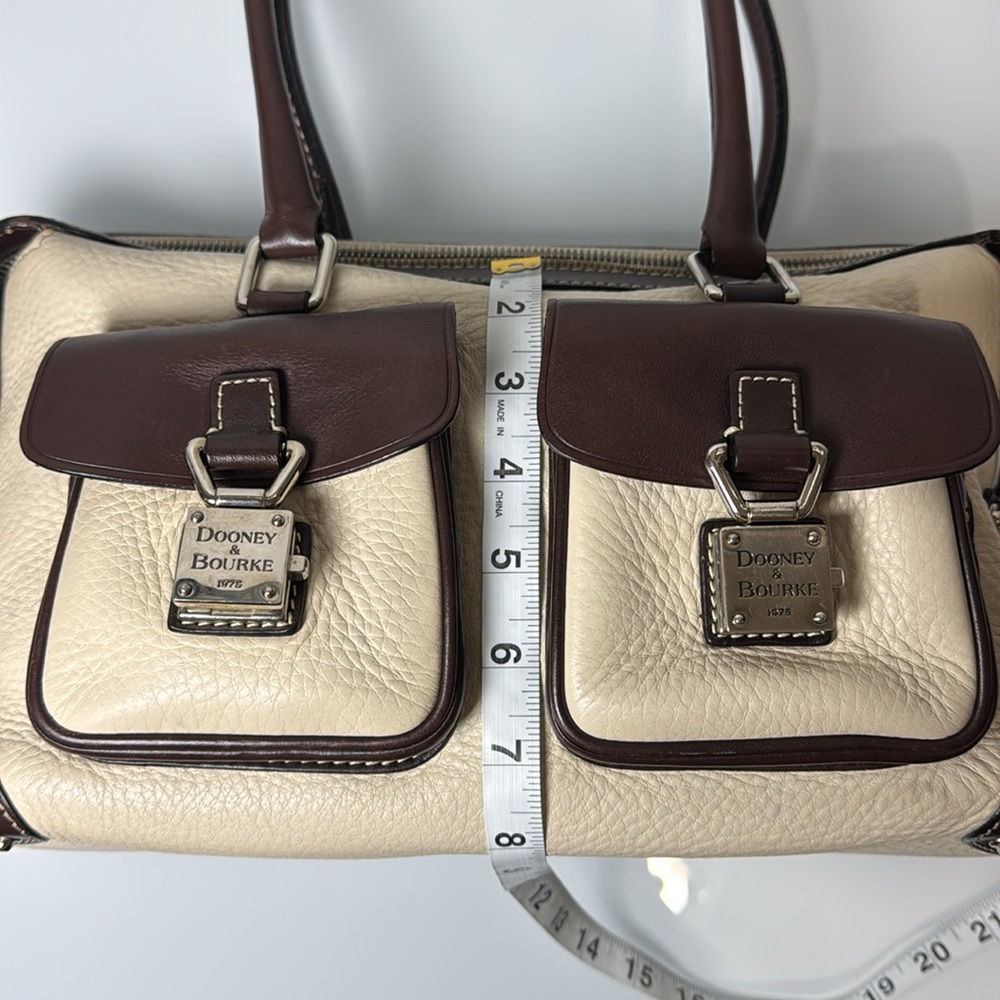 Dooney & Bourke cream & brown leather double pocket tote - Picture 9 of 15